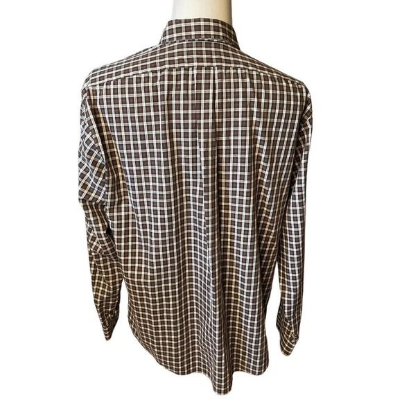 Eddie Bauer Classic Fit Wrinkle Resistant Brown Plaid Shirt Men's Size XL - Picture 6 of 10